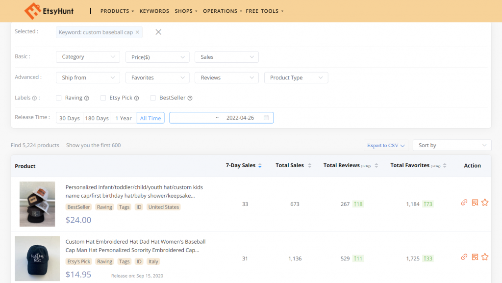 Etsy Product Research Tool